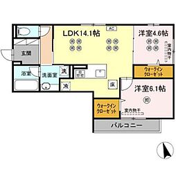 グランシャリオ 2LDKの間取図画像