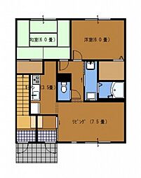 サンビレッジ府中B 2LDKの間取図画像