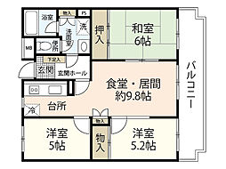 東雲本町パークマンション 3LDKの間取図画像