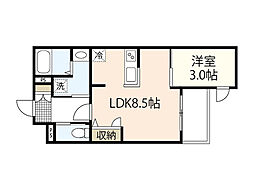 月光安芸中央 1LDKの間取図画像