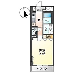 ベイリー舟入本町 1Kの間取図画像