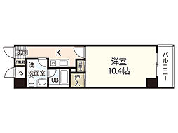 グランドール濱本 1Kの間取図画像