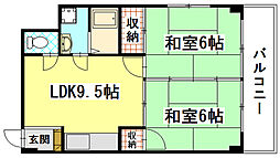 セシール茜 2DKの間取図画像