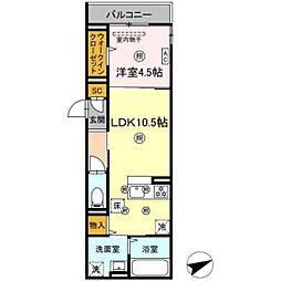 campanella船越 1LDKの間取図画像