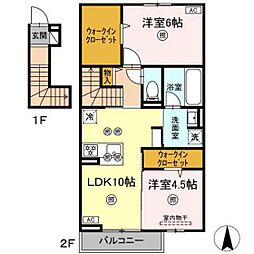 パーク・ボヌール D棟 2LDKの間取図画像