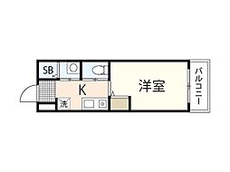 LEDOME府中 1Kの間取図画像