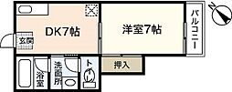 吉村ハイツNo.2 1DKの間取図画像