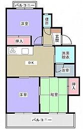 西本浦奥田ビル 3DKの間取図画像