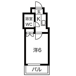 メゾンダイアナイン皆実 1Kの間取図画像
