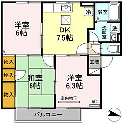 リアルエステート東原C 3DKの間取図画像