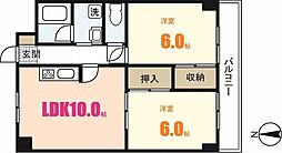 グリーンハイツ西原 2LDKの間取図画像