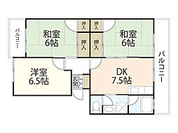 コーポミネカワ 3DKの間取図画像