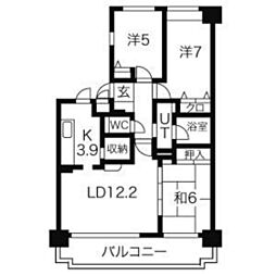 ダイアパレスリバーコート古市 3LDKの間取図画像
