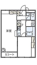 レオパレスMelodey 1LDKの間取図画像