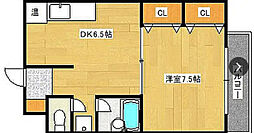 バートンハウス 1DKの間取図画像