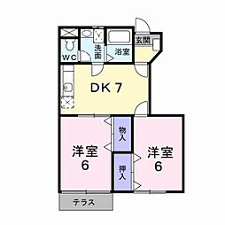 オリゾンテ宮浜2 2DKの間取図画像
