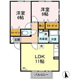 レオーノ 2LDKの間取図画像