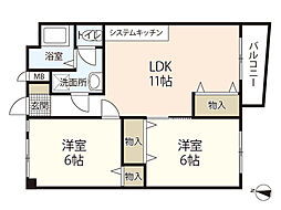 舩倉ビル 2LDKの間取図画像
