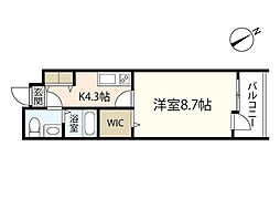 グラビスコート十日市 1Kの間取図画像