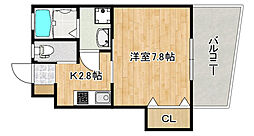 レユシール中山中町 1Kの間取図画像