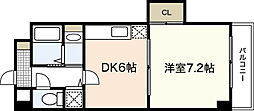 アゼリア中広 1DKの間取図画像