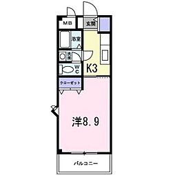 グラン・アルフル東雲 1Kの間取図画像
