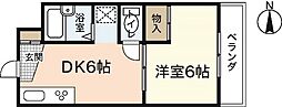 クレストビュー長束 1DKの間取図画像