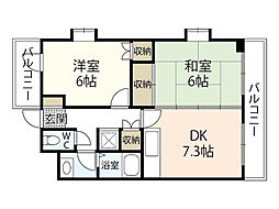 太田マンション 2DKの間取図画像