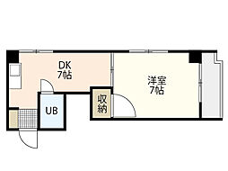 コーポラスナガイ 1DKの間取図画像