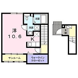 桜A・H己斐西町 1Kの間取図画像