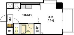 竹屋町原野ビル 1DKの間取図画像