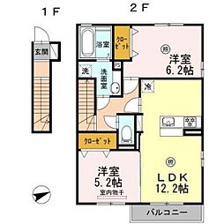サクシードM 2LDKの間取図画像