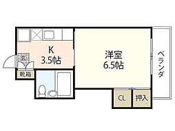 プレアール己斐 1Kの間取図画像