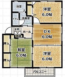 パークタウンC 3DKの間取図画像