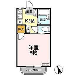 コーポあいA 1Kの間取図画像