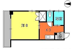 カーサ岡村 1Kの間取図画像