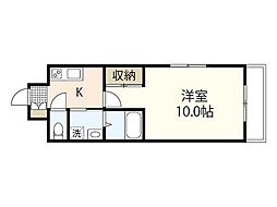ウィング平野町 1Kの間取図画像