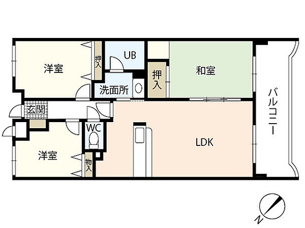 カーサ古江 ｜広島県広島市西区古江上2丁目(賃貸マンション3LDK・5階・69.30㎡)の写真 その2