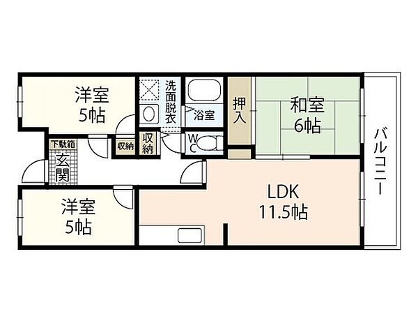 コスモコート ｜広島県広島市西区南観音2丁目(賃貸マンション3LDK・1階・65.02㎡)の写真 その2