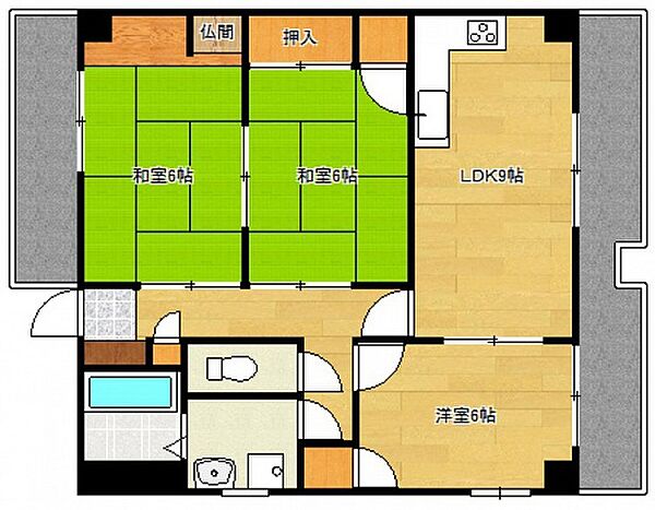 シーガル大芝 ｜広島県広島市西区大芝2丁目(賃貸マンション3LDK・3階・65.61㎡)の写真 その2