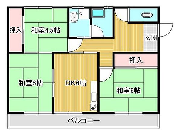 安井マンション　B ｜広島県安芸郡海田町国信2丁目(賃貸アパート3DK・2階・55.79㎡)の写真 その2