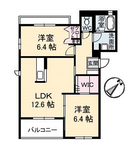 グレースＫ’ｓアベニュー　Ｈ棟 ｜広島県広島市安佐南区山本7丁目(賃貸アパート2LDK・2階・61.28㎡)の写真 その2