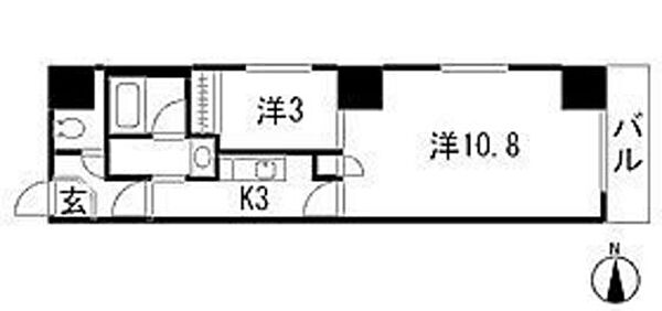 広島県広島市中区鉄砲町(賃貸マンション2K・9階・37.19㎡)の写真 その2