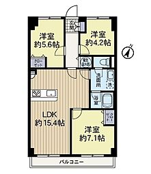 ライオンズマンション長津田 3LDKの間取図画像
