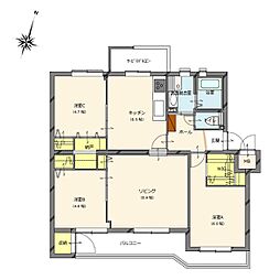 江戸川台グリーンハイツ4号棟 3LDKの間取図画像