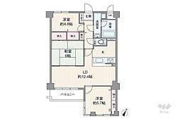 ダイアパレス藤ケ丘北弐番館 3LDKの間取図画像