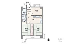 ユニーブル上社 3DKの間取図画像
