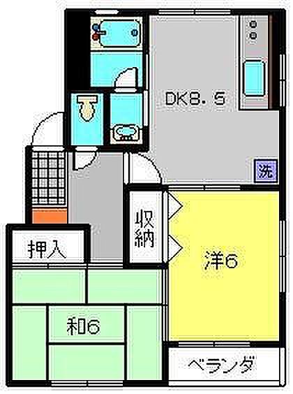 エコーハイム 101｜神奈川県横浜市鶴見区栄町通３丁目(賃貸マンション2DK・1階・45.16㎡)の写真 その2