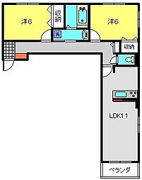 グランセリノ 1階2LDKの間取り