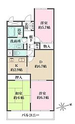 藤和シティコープ東寺尾 3DKの間取図画像